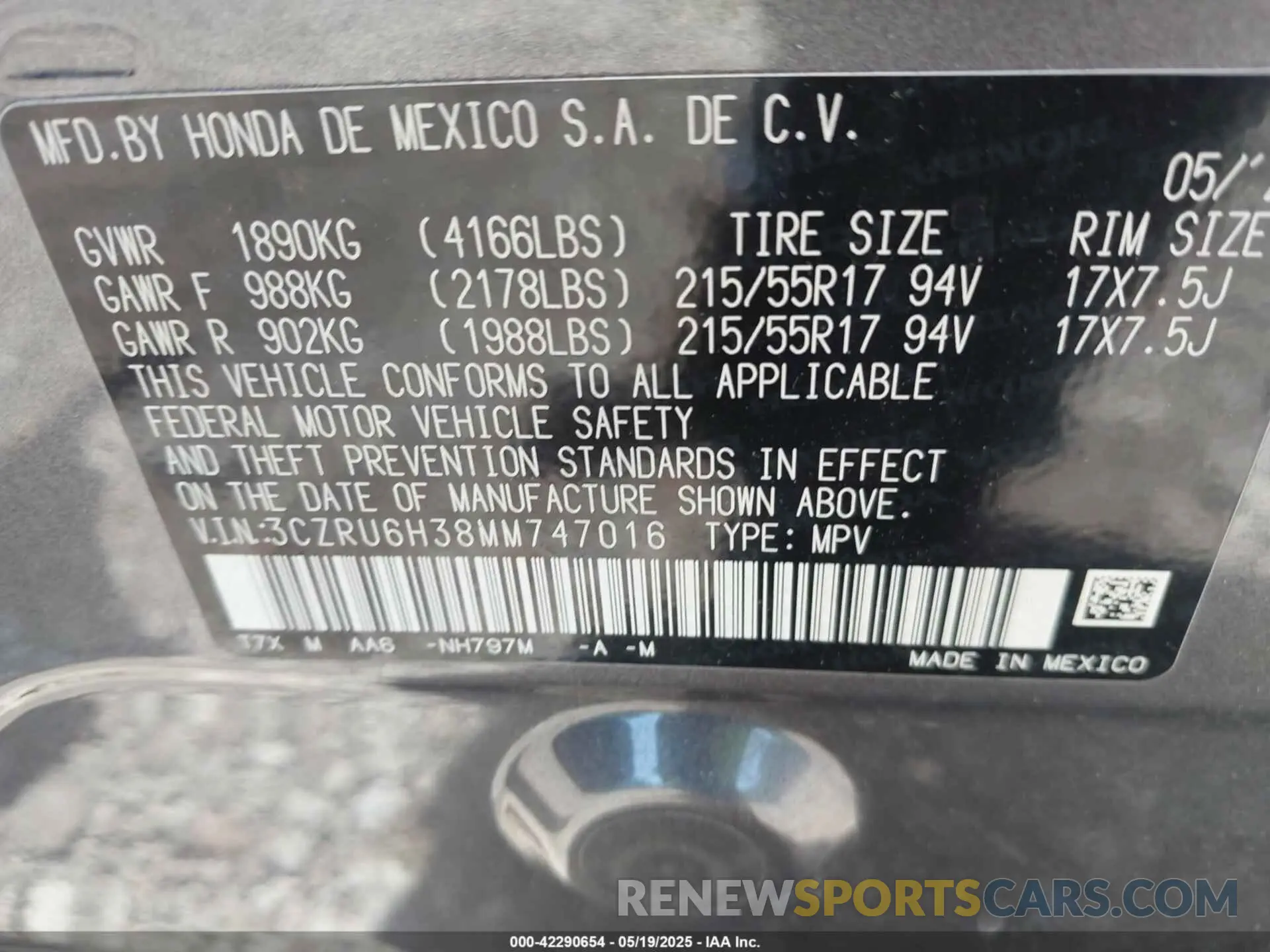 9 Photograph of a damaged car 3CZRU6H38MM747016 HONDA HR-V 2021