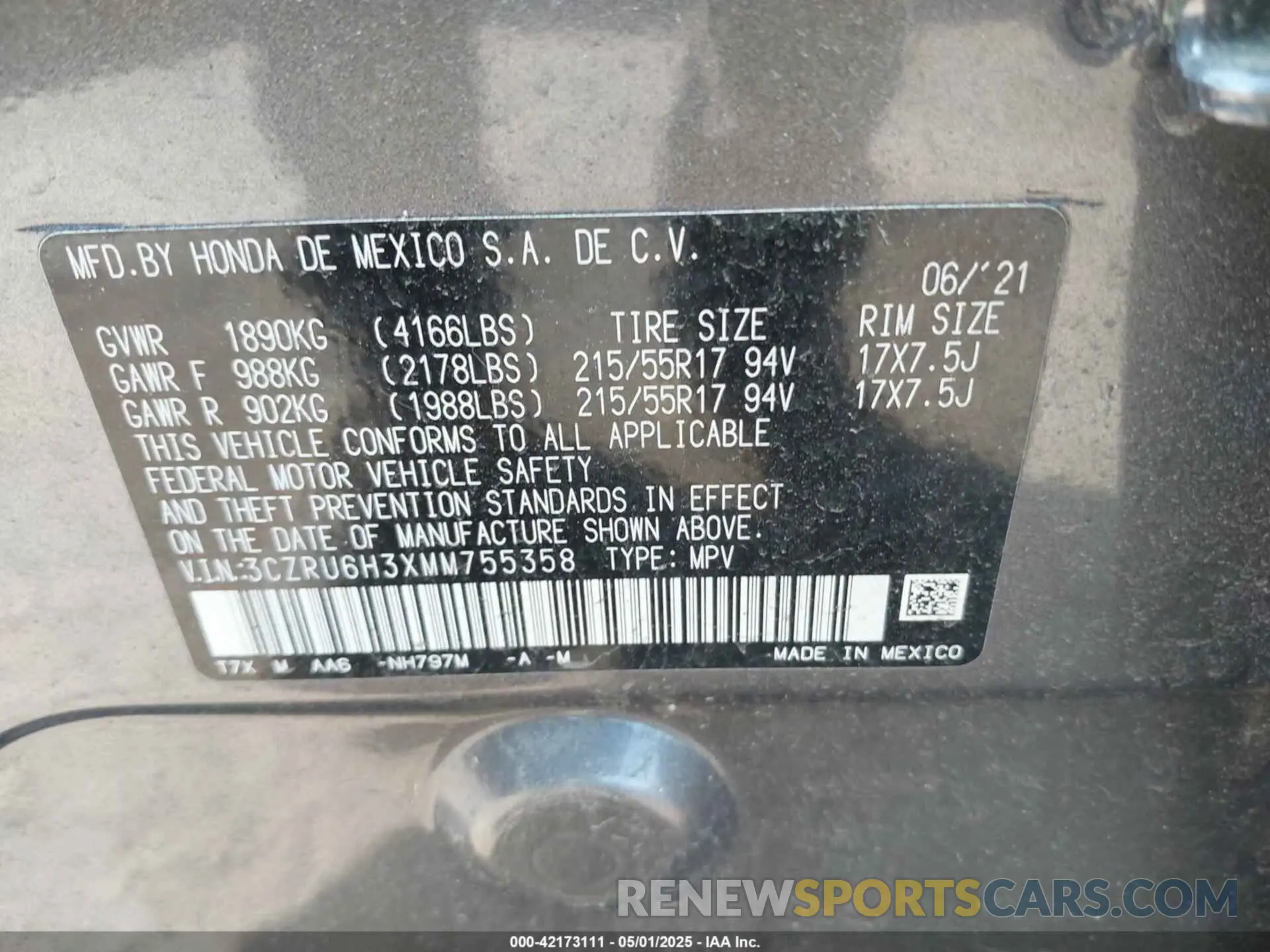 9 Photograph of a damaged car 3CZRU6H3XMM755358 HONDA HR-V 2021