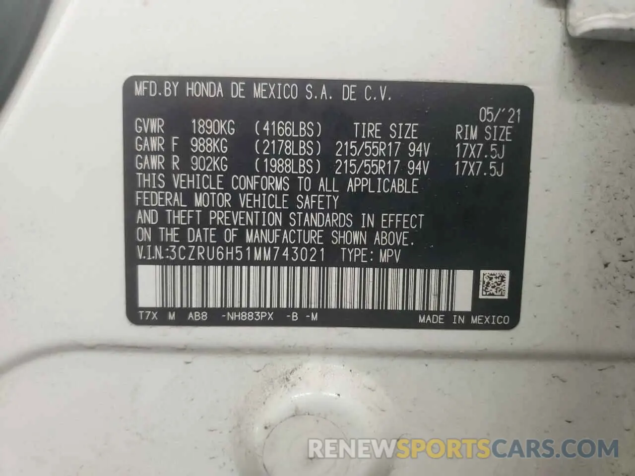 12 Photograph of a damaged car 3CZRU6H51MM743021 HONDA HR-V 2021