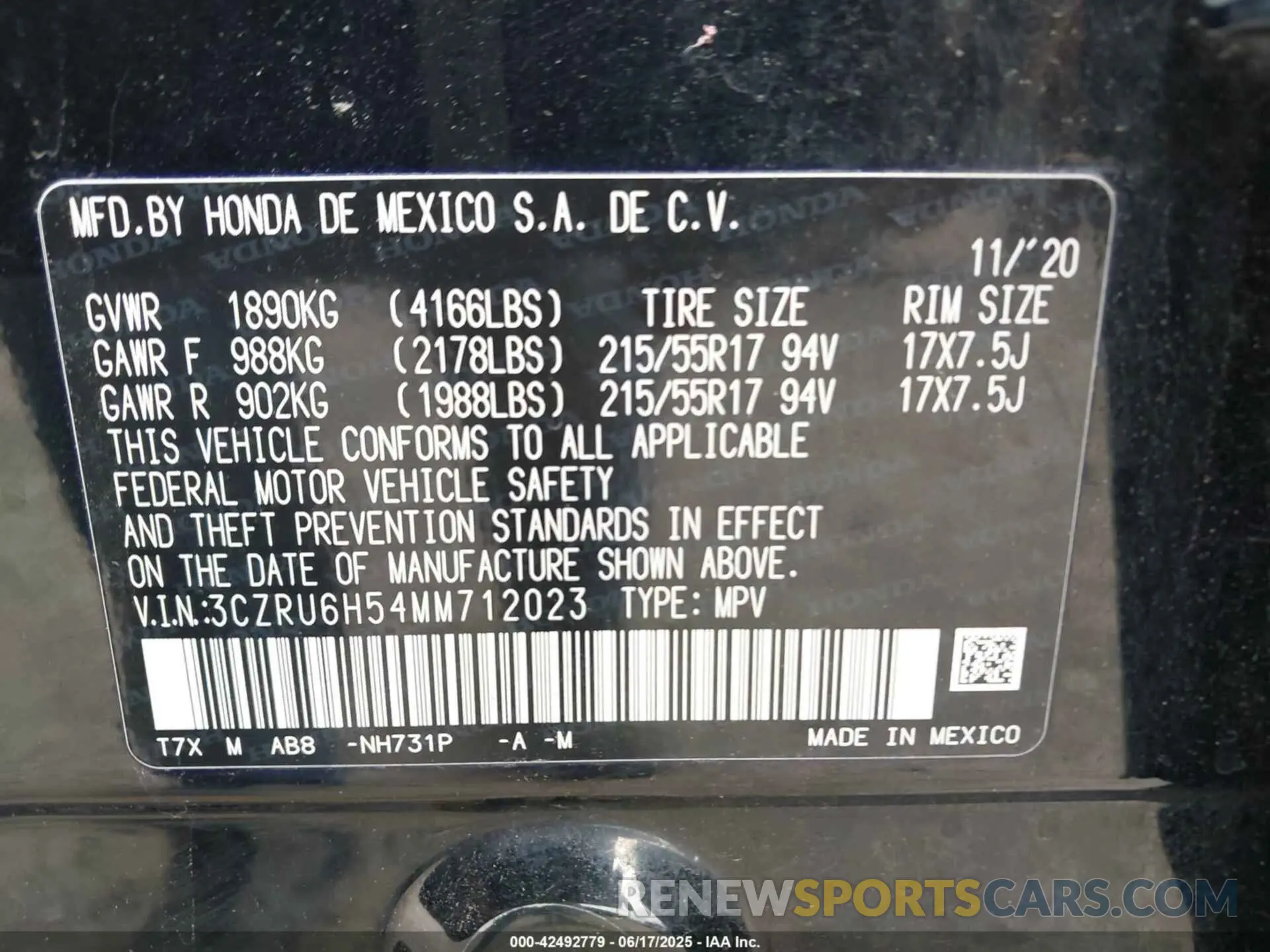 9 Photograph of a damaged car 3CZRU6H54MM712023 HONDA HR-V 2021