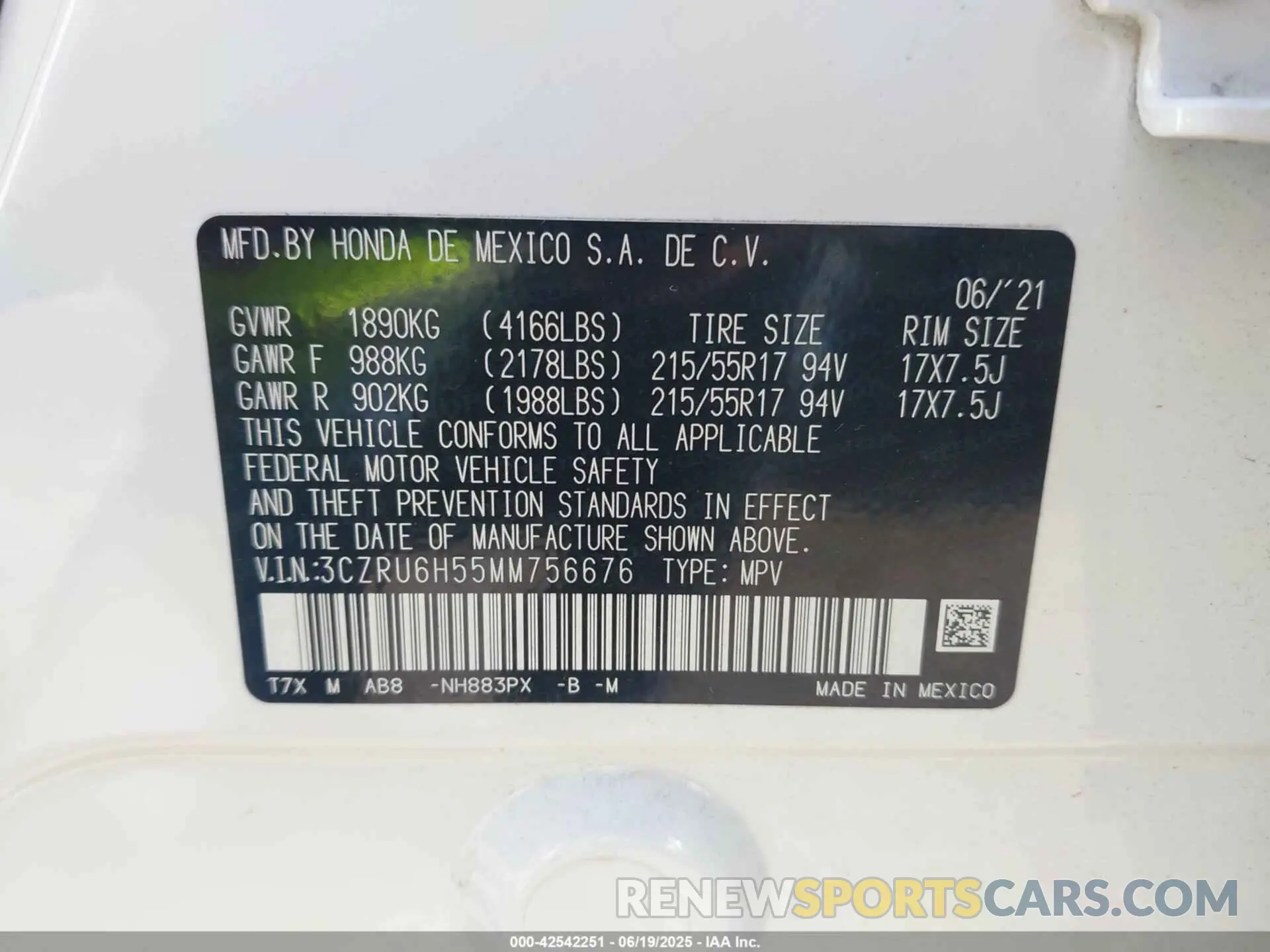 9 Photograph of a damaged car 3CZRU6H55MM756676 HONDA HR-V 2021