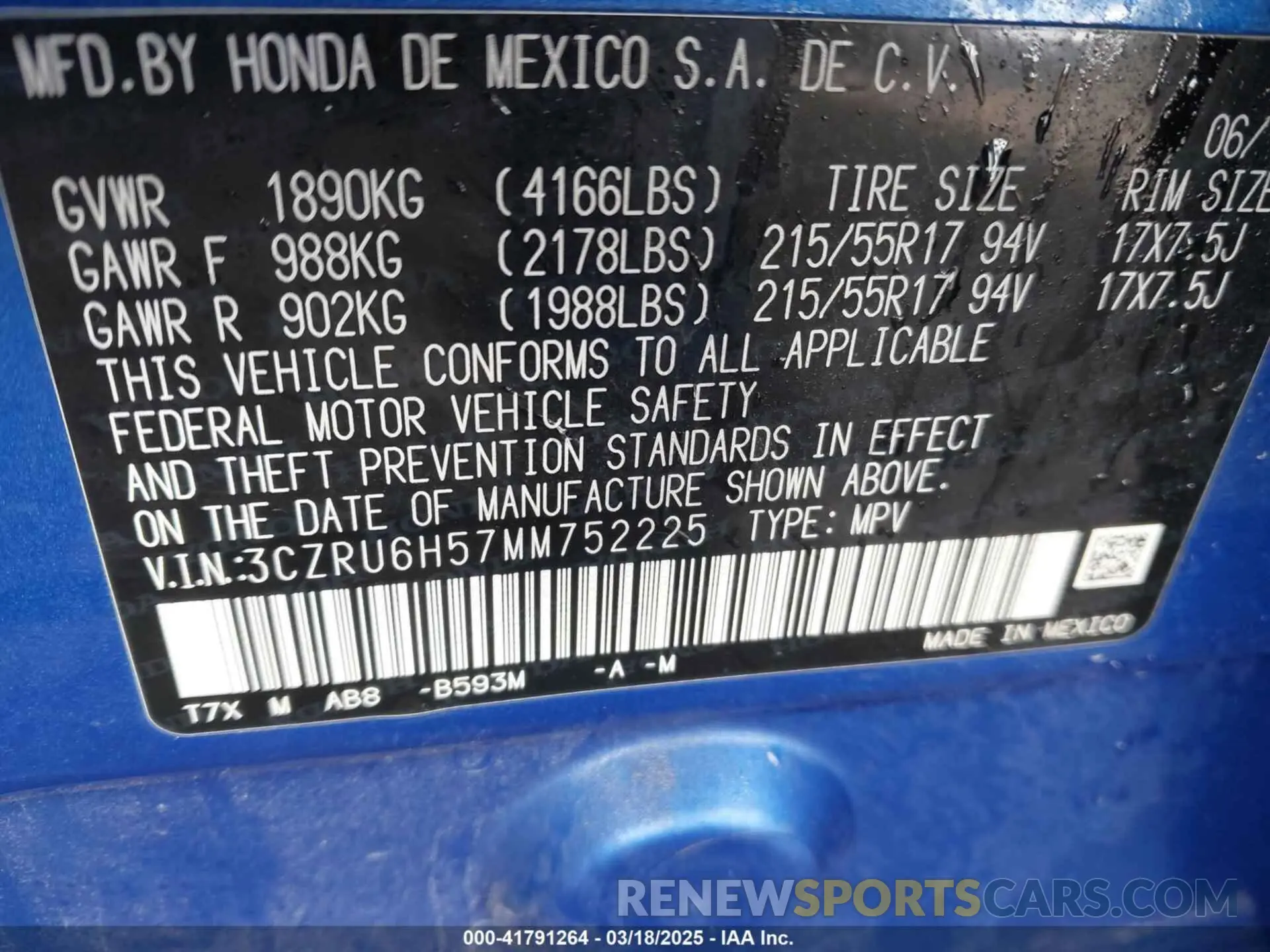 9 Photograph of a damaged car 3CZRU6H57MM752225 HONDA HR-V 2021