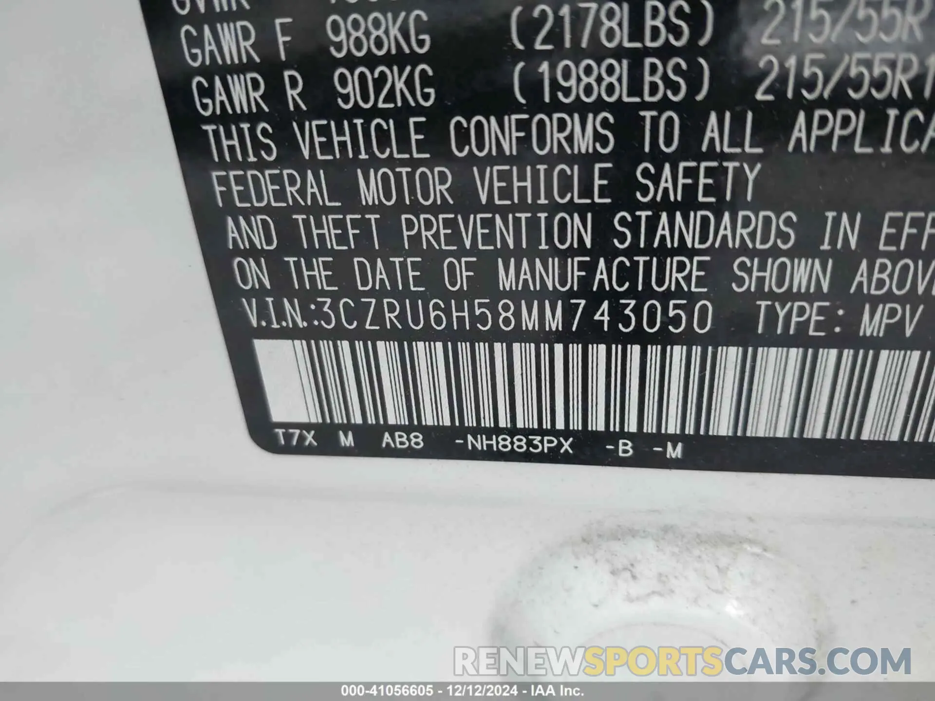 9 Photograph of a damaged car 3CZRU6H58MM743050 HONDA HR-V 2021