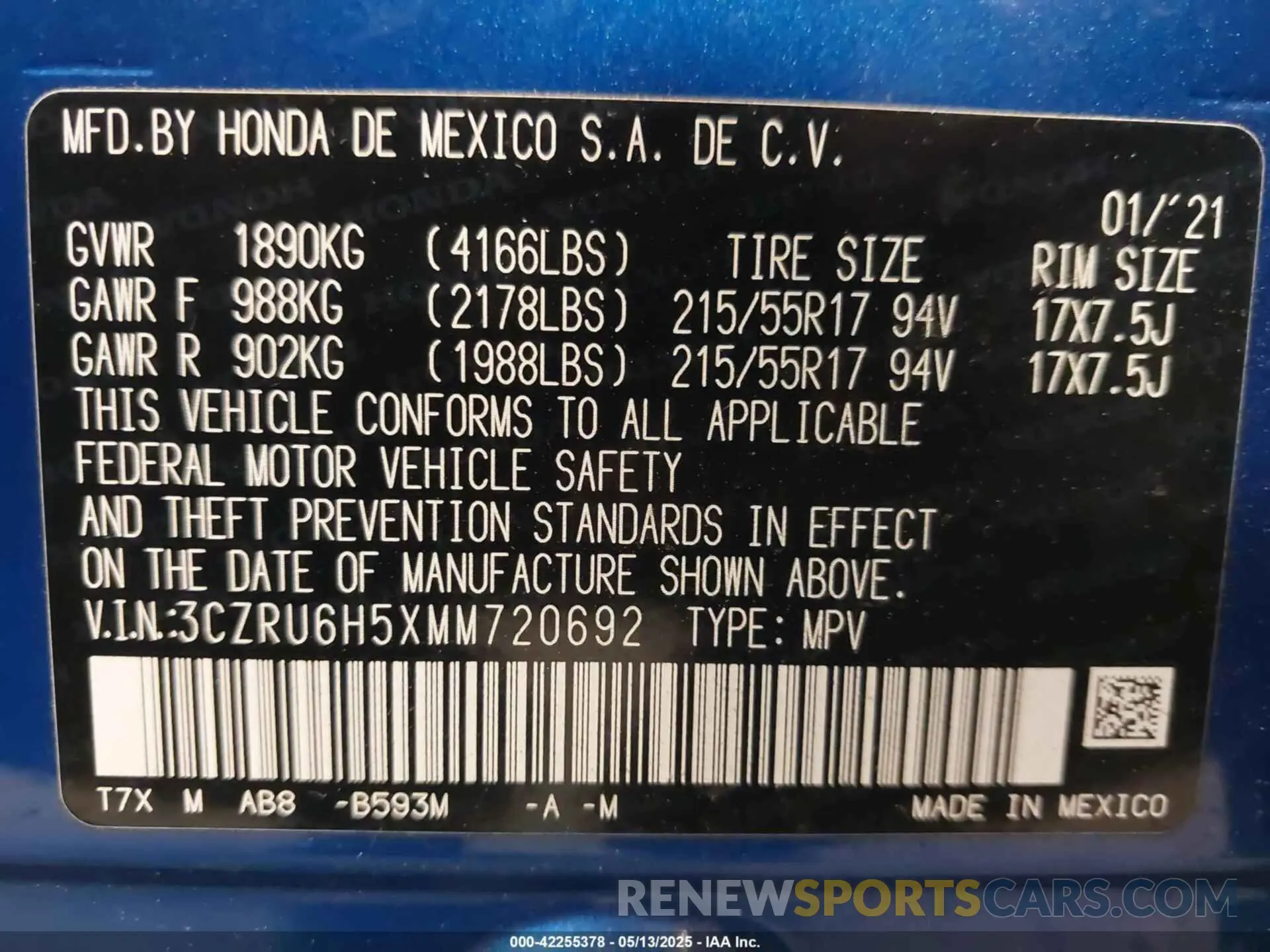 9 Photograph of a damaged car 3CZRU6H5XMM720692 HONDA HR-V 2021