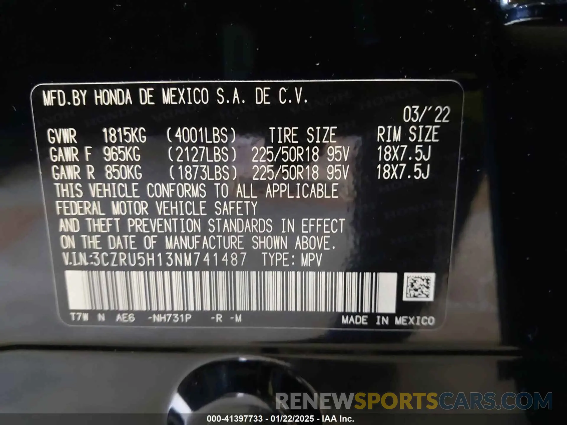 9 Photograph of a damaged car 3CZRU5H13NM741487 HONDA HR-V 2022
