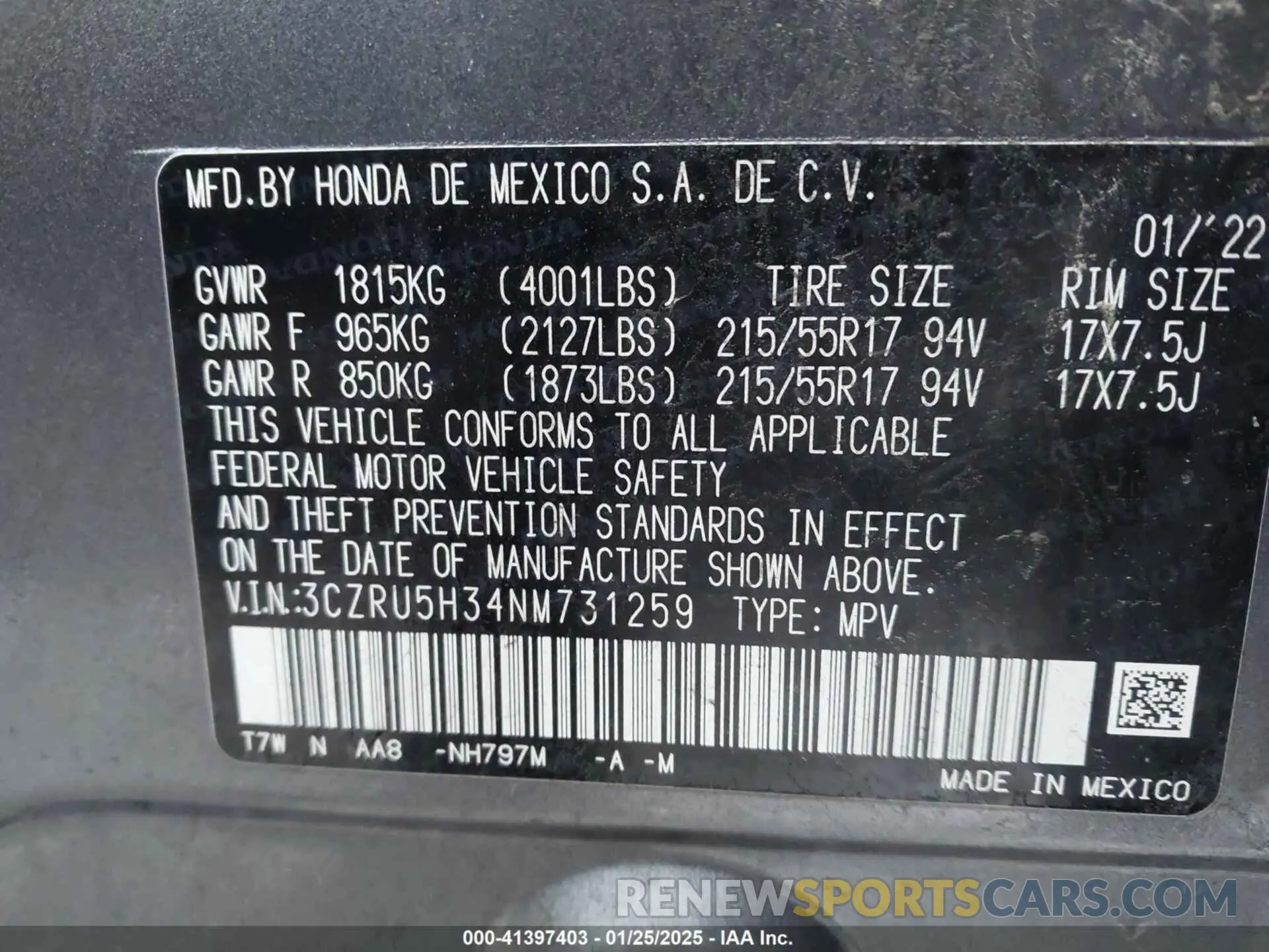 9 Photograph of a damaged car 3CZRU5H34NM731259 HONDA HR-V 2022