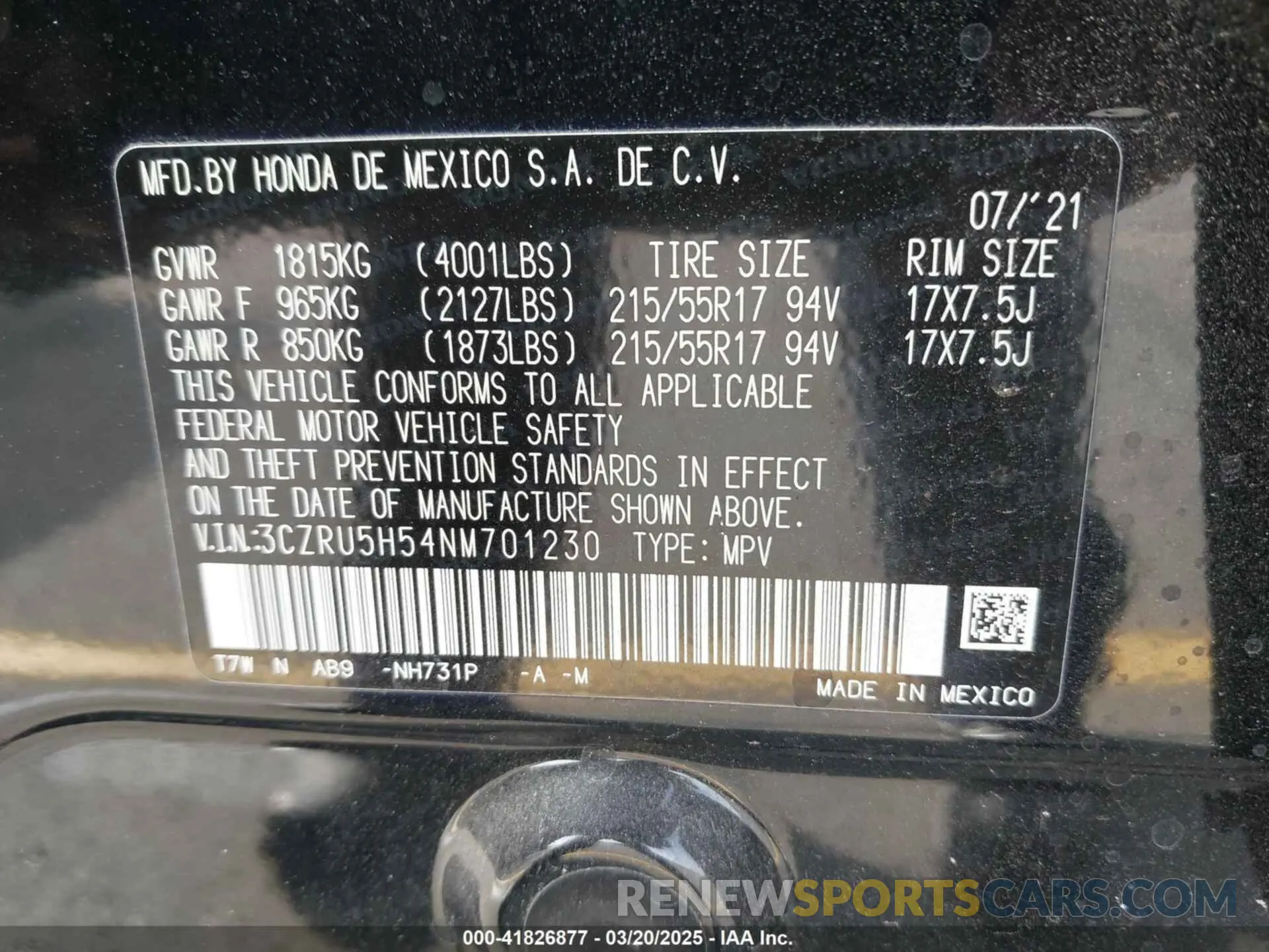 9 Photograph of a damaged car 3CZRU5H54NM701230 HONDA HR-V 2022