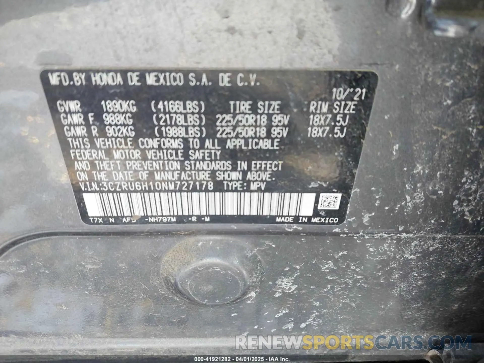 9 Photograph of a damaged car 3CZRU6H10NM727178 HONDA HR-V 2022