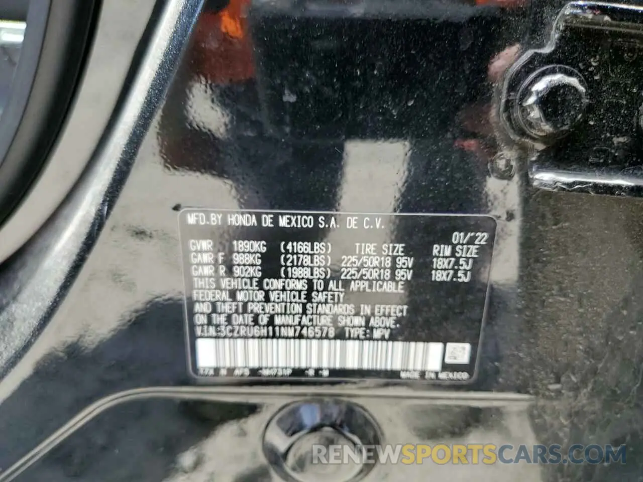 14 Photograph of a damaged car 3CZRU6H11NM746578 HONDA HR-V 2022
