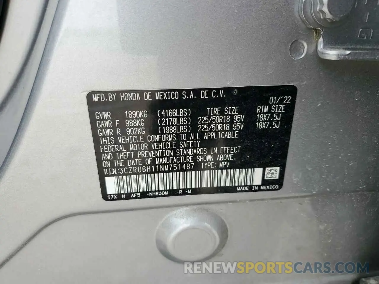 14 Photograph of a damaged car 3CZRU6H11NM751487 HONDA HR-V 2022