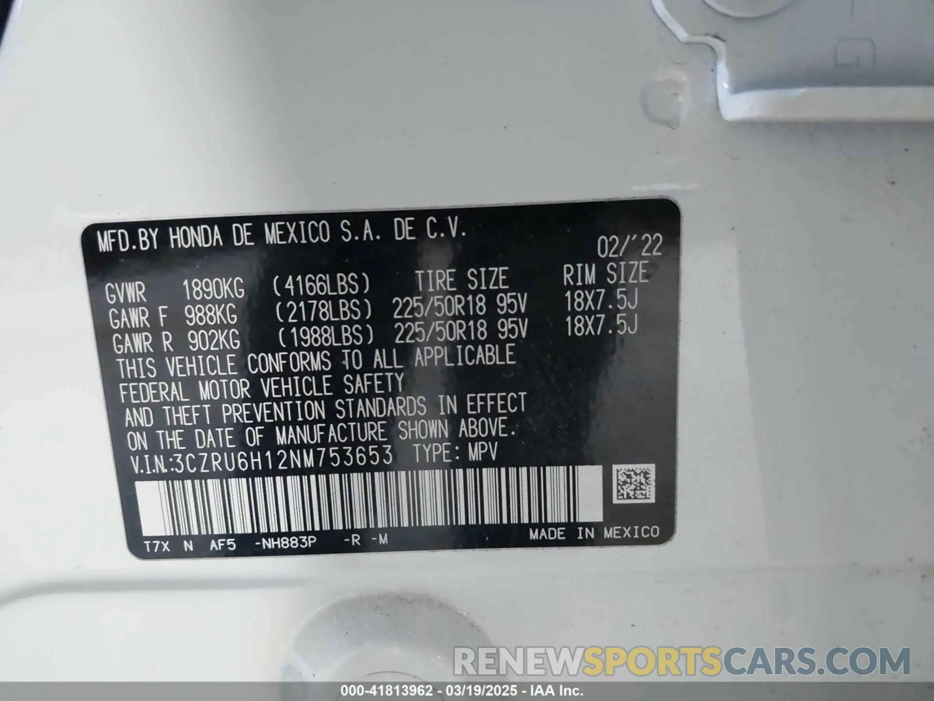 9 Photograph of a damaged car 3CZRU6H12NM753653 HONDA HR-V 2022