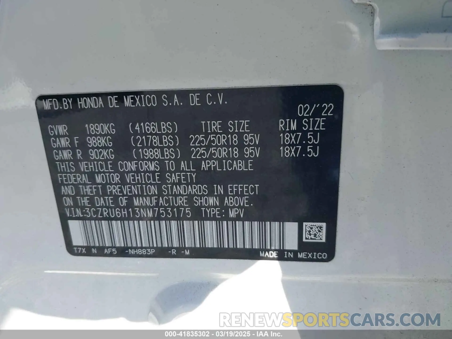 9 Photograph of a damaged car 3CZRU6H13NM753175 HONDA HR-V 2022