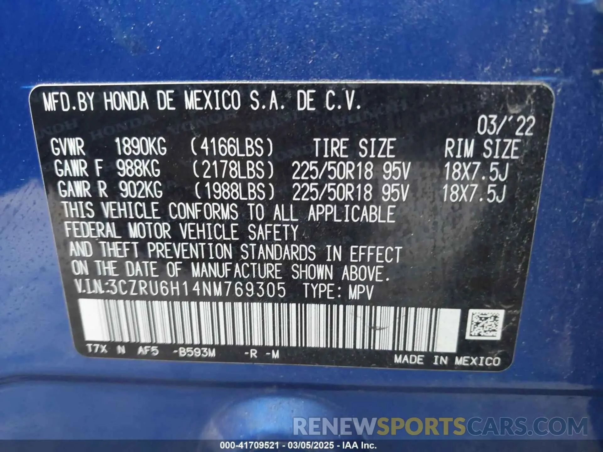 9 Photograph of a damaged car 3CZRU6H14NM769305 HONDA HR-V 2022