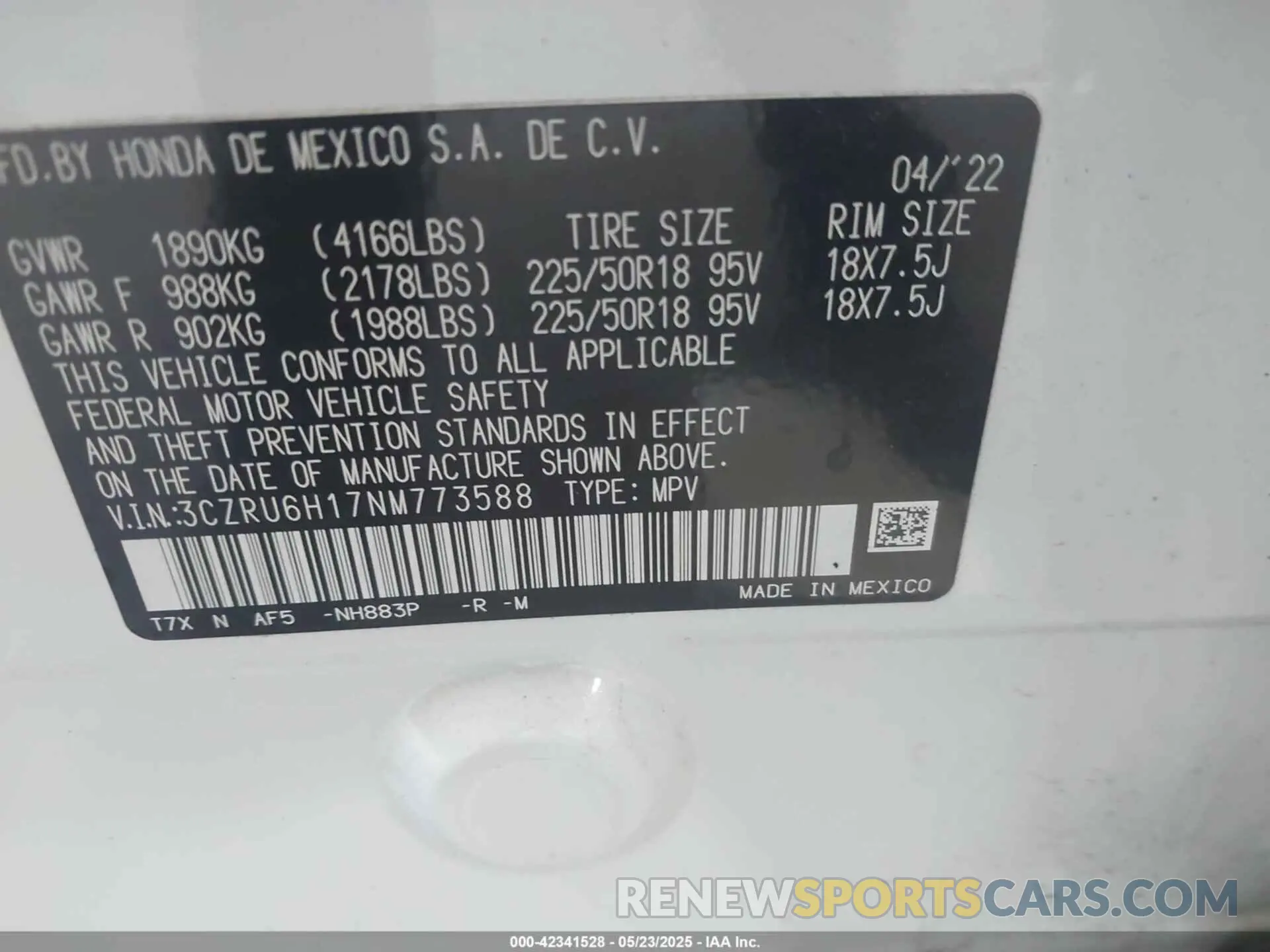 9 Photograph of a damaged car 3CZRU6H17NM773588 HONDA HR-V 2022