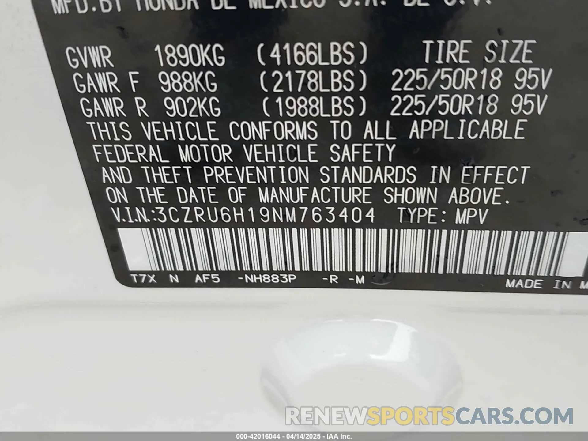 9 Photograph of a damaged car 3CZRU6H19NM763404 HONDA HR-V 2022