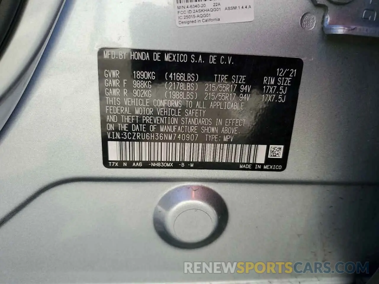 13 Photograph of a damaged car 3CZRU6H36NM740907 HONDA HR-V 2022
