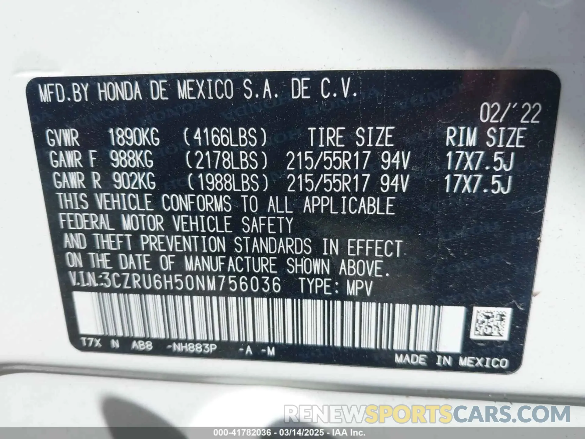 9 Photograph of a damaged car 3CZRU6H50NM756036 HONDA HR-V 2022