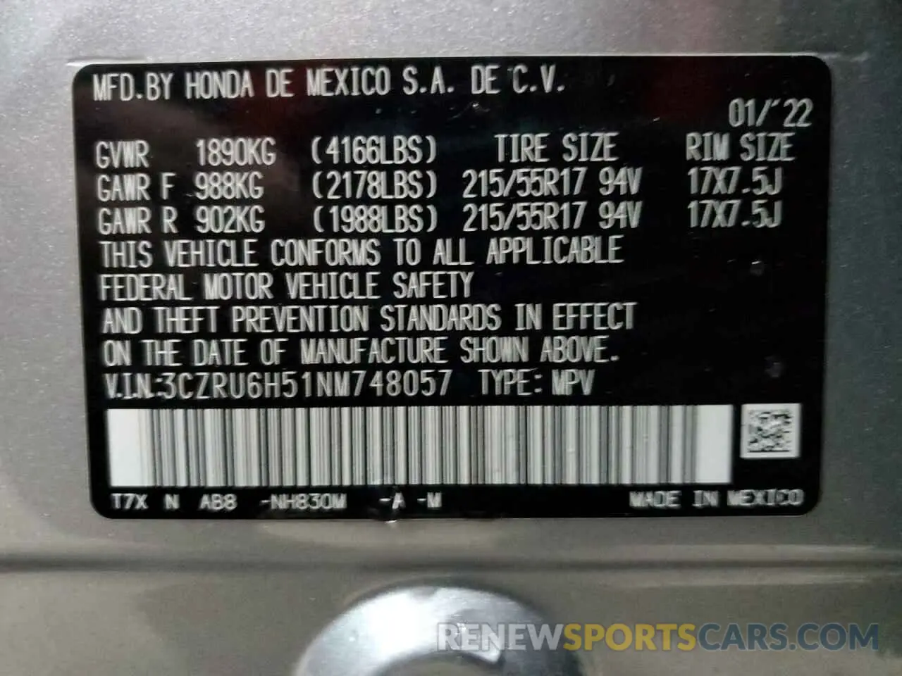15 Photograph of a damaged car 3CZRU6H51NM748057 HONDA HR-V 2022