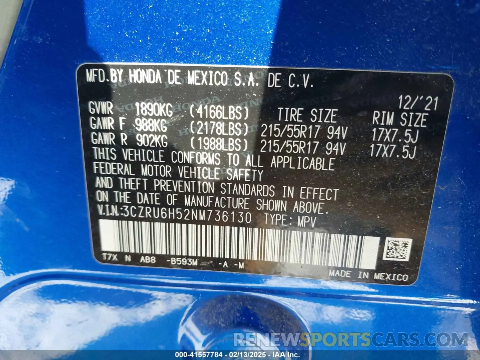 9 Photograph of a damaged car 3CZRU6H52NM736130 HONDA HR-V 2022