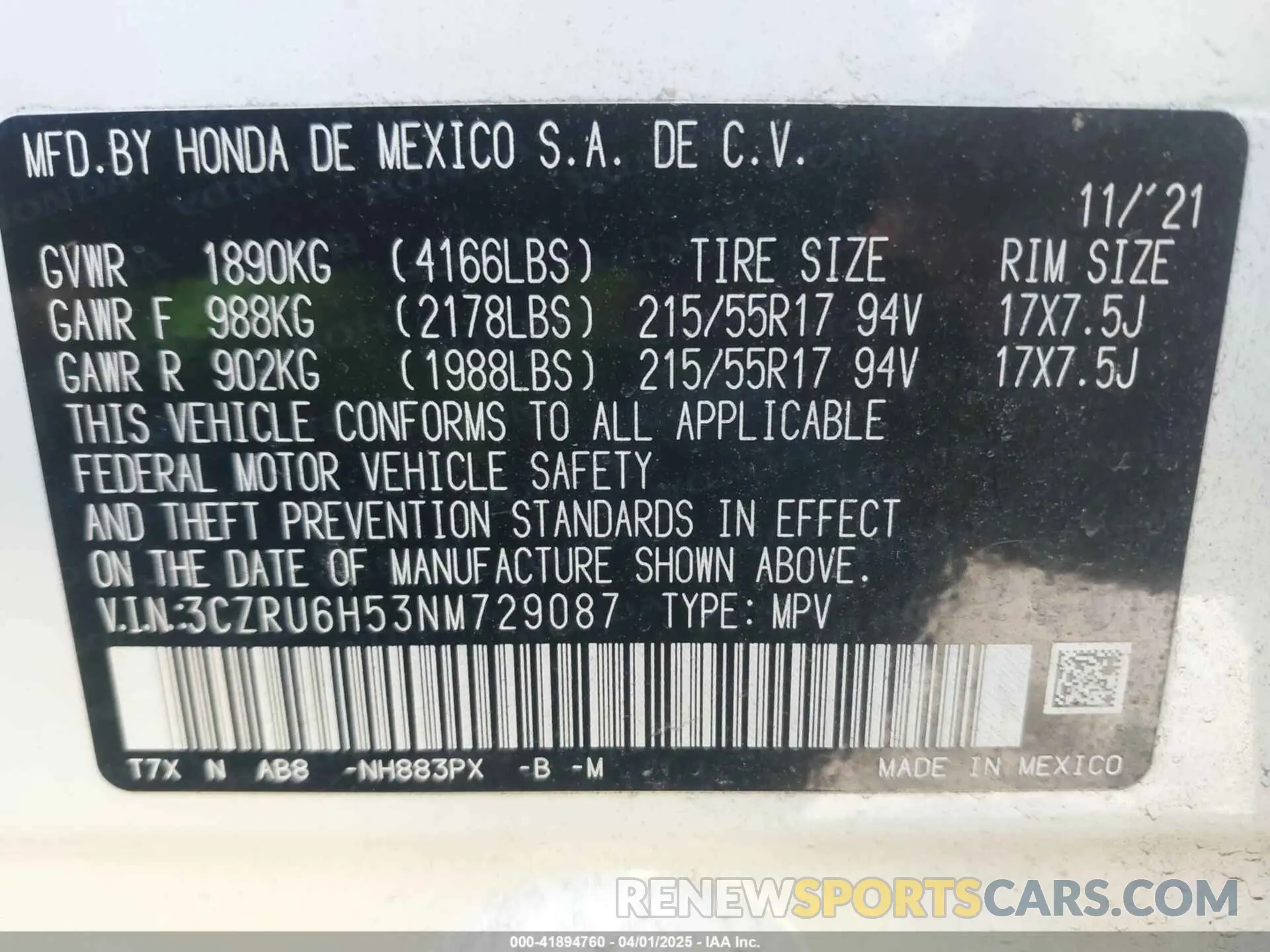 9 Photograph of a damaged car 3CZRU6H53NM729087 HONDA HR-V 2022
