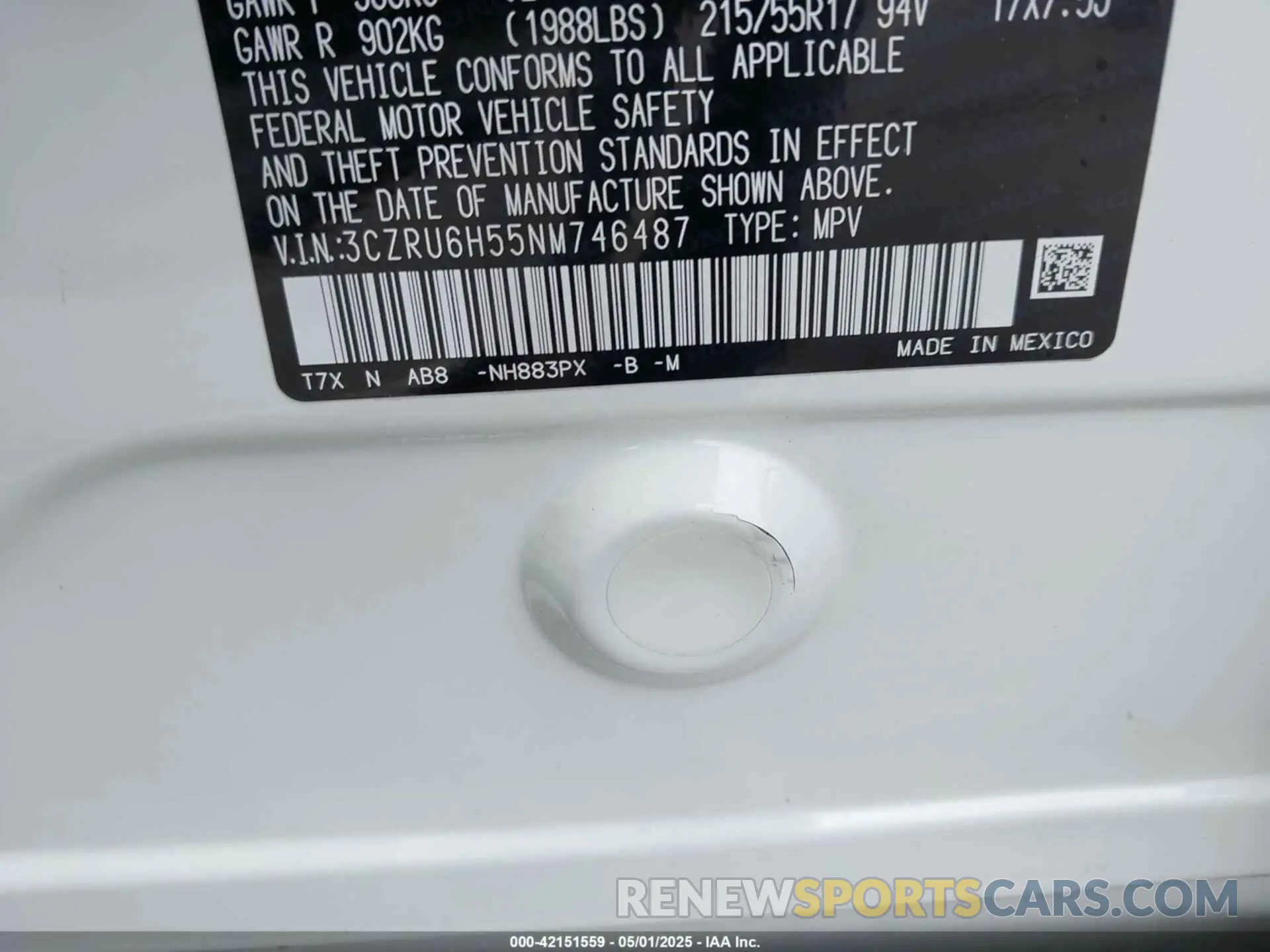 9 Photograph of a damaged car 3CZRU6H55NM746487 HONDA HR-V 2022