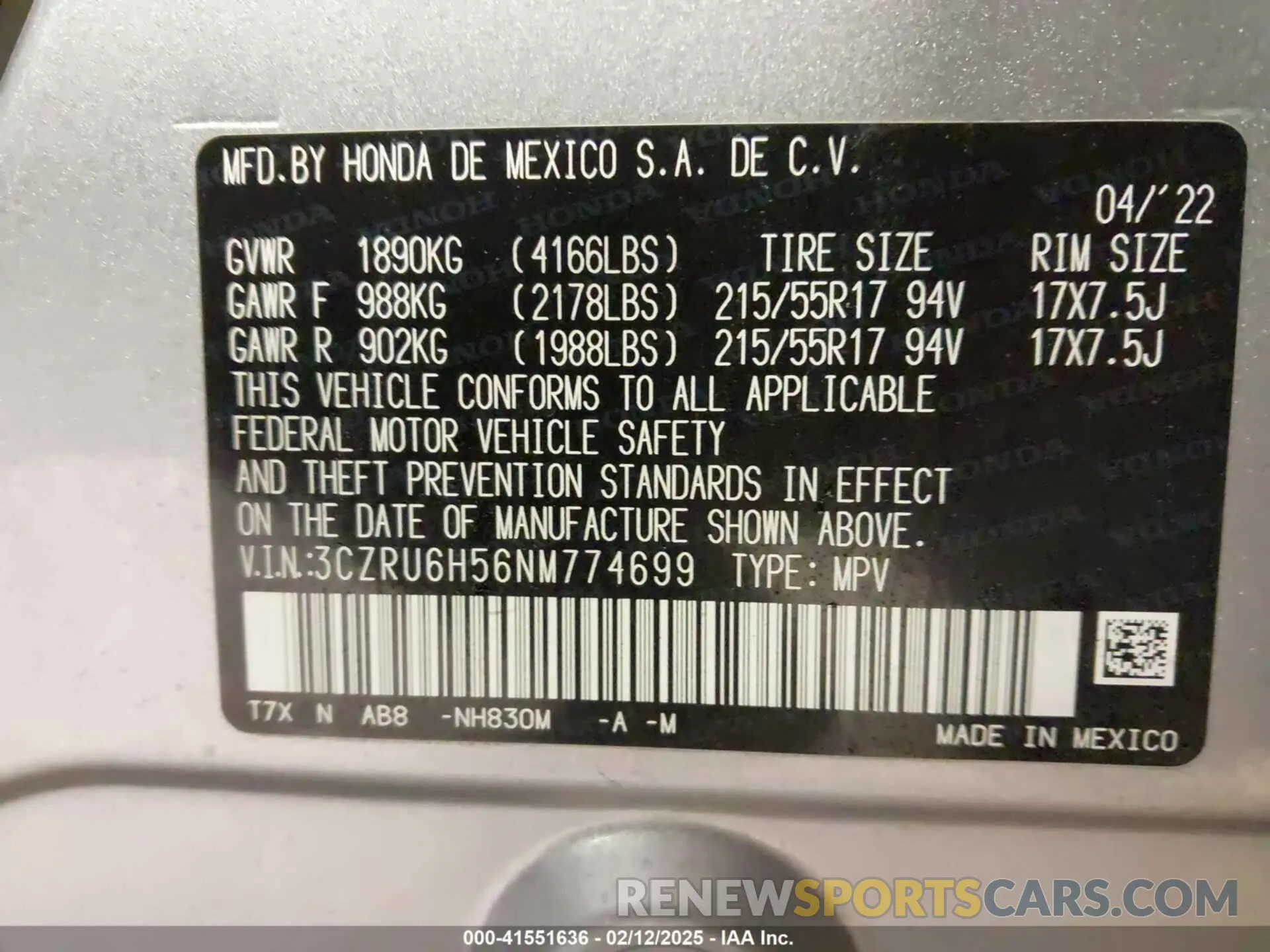 9 Photograph of a damaged car 3CZRU6H56NM774699 HONDA HR-V 2022