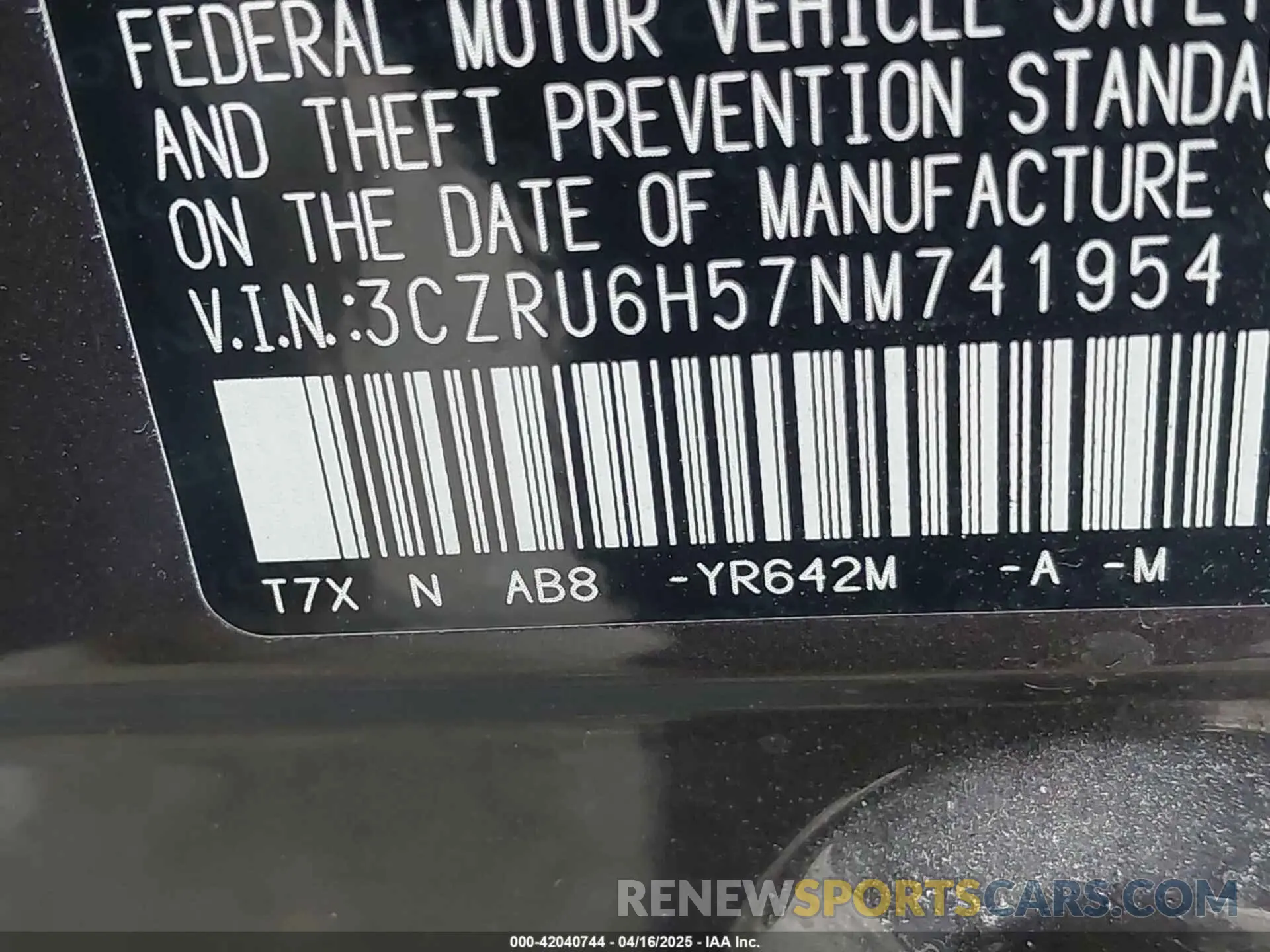 9 Photograph of a damaged car 3CZRU6H57NM741954 HONDA HR-V 2022