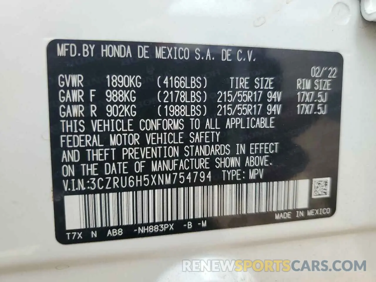 15 Photograph of a damaged car 3CZRU6H5XNM754794 HONDA HR-V 2022