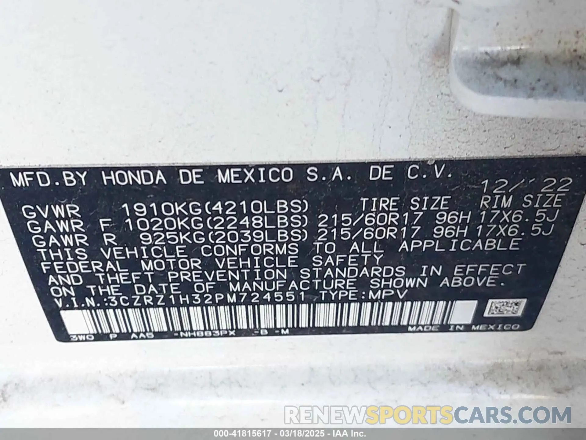 9 Photograph of a damaged car 3CZRZ1H32PM724551 HONDA HR-V 2023