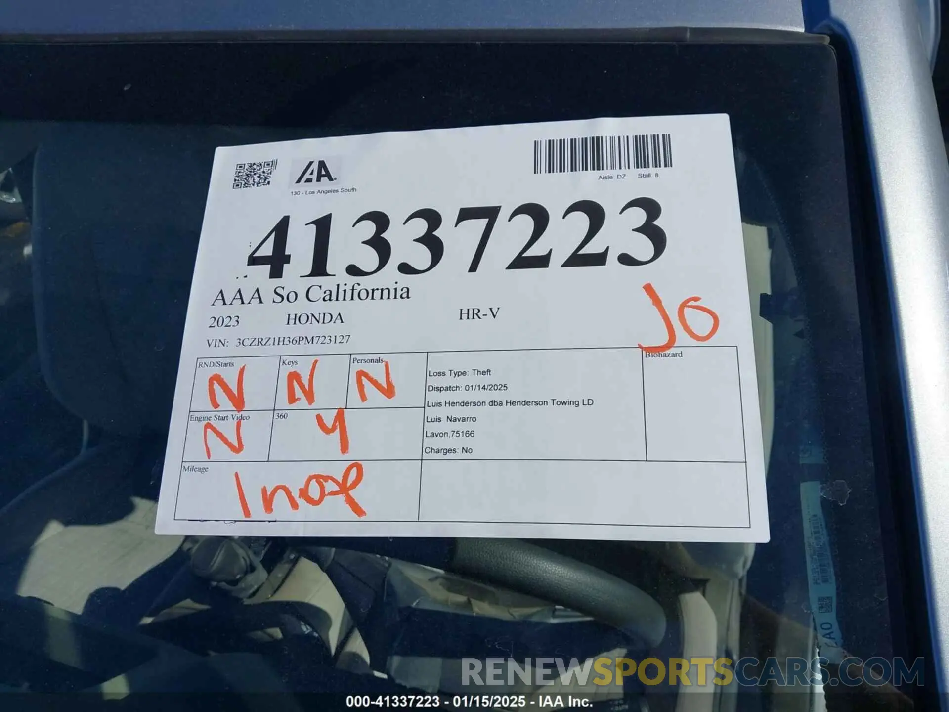 16 Photograph of a damaged car 3CZRZ1H36PM723127 HONDA HR-V 2023