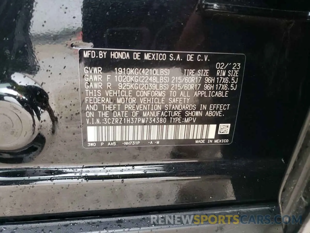 13 Photograph of a damaged car 3CZRZ1H37PM734380 HONDA HR-V 2023