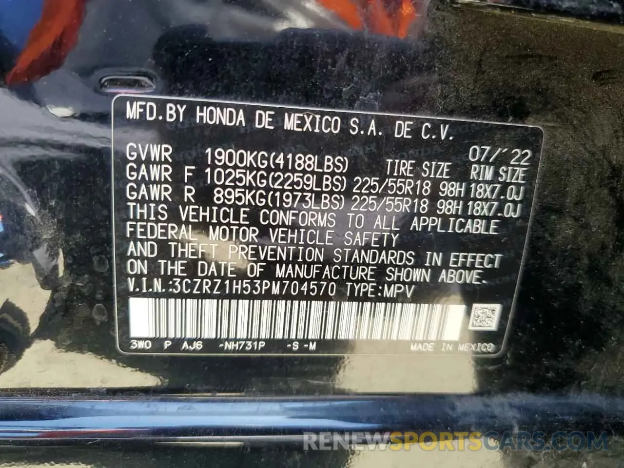 13 Photograph of a damaged car 3CZRZ1H53PM704570 HONDA HR-V 2023
