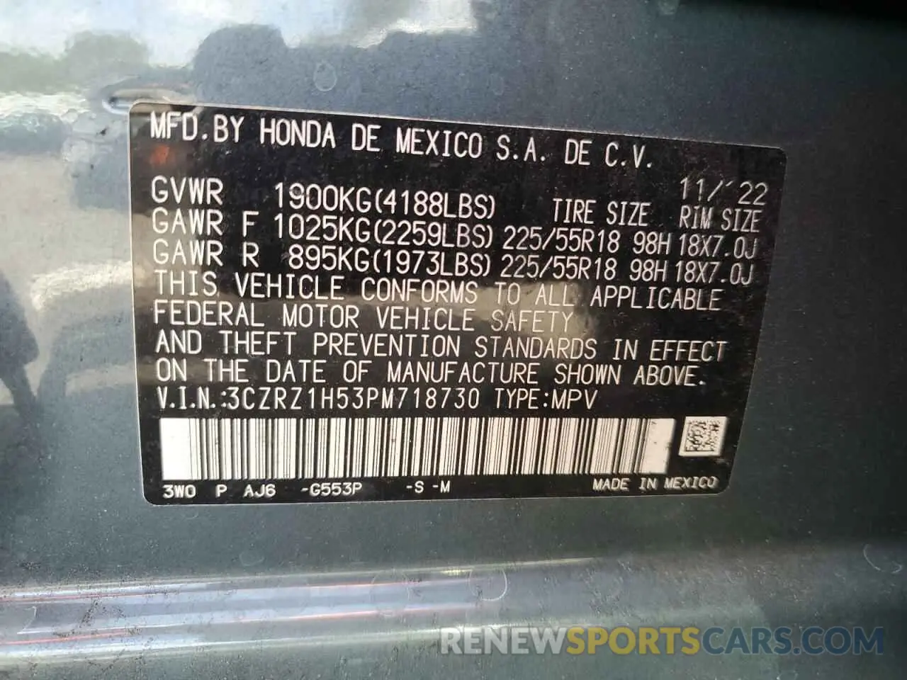 13 Photograph of a damaged car 3CZRZ1H53PM718730 HONDA HR-V 2023