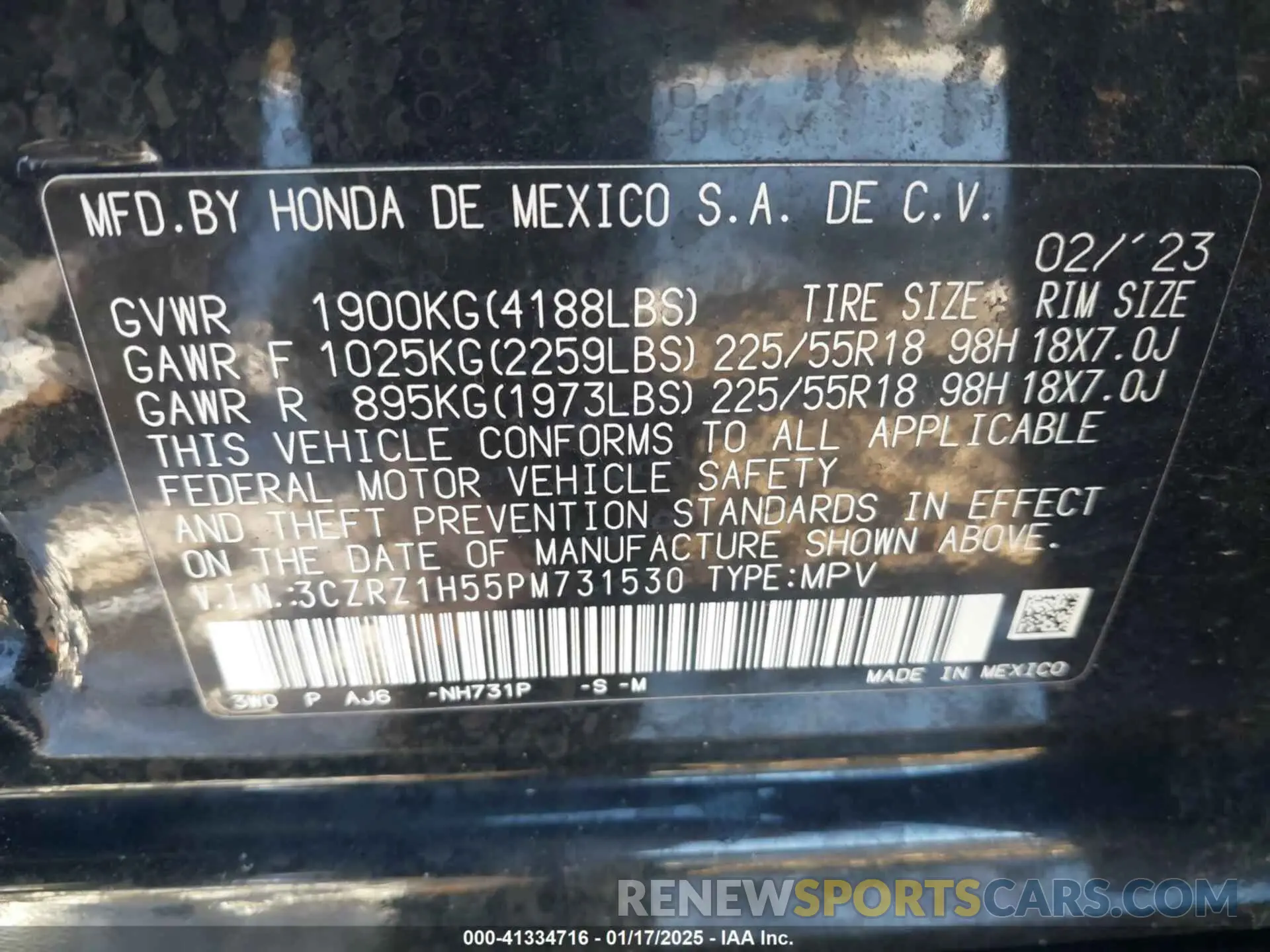 9 Photograph of a damaged car 3CZRZ1H55PM731530 HONDA HR-V 2023