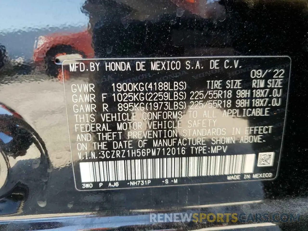 13 Photograph of a damaged car 3CZRZ1H56PM712016 HONDA HR-V 2023