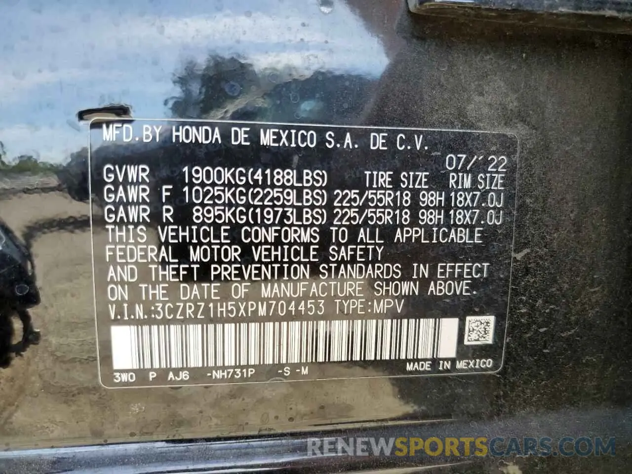14 Photograph of a damaged car 3CZRZ1H5XPM704453 HONDA HR-V 2023