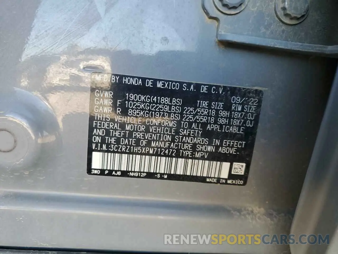 15 Photograph of a damaged car 3CZRZ1H5XPM712472 HONDA HR-V 2023