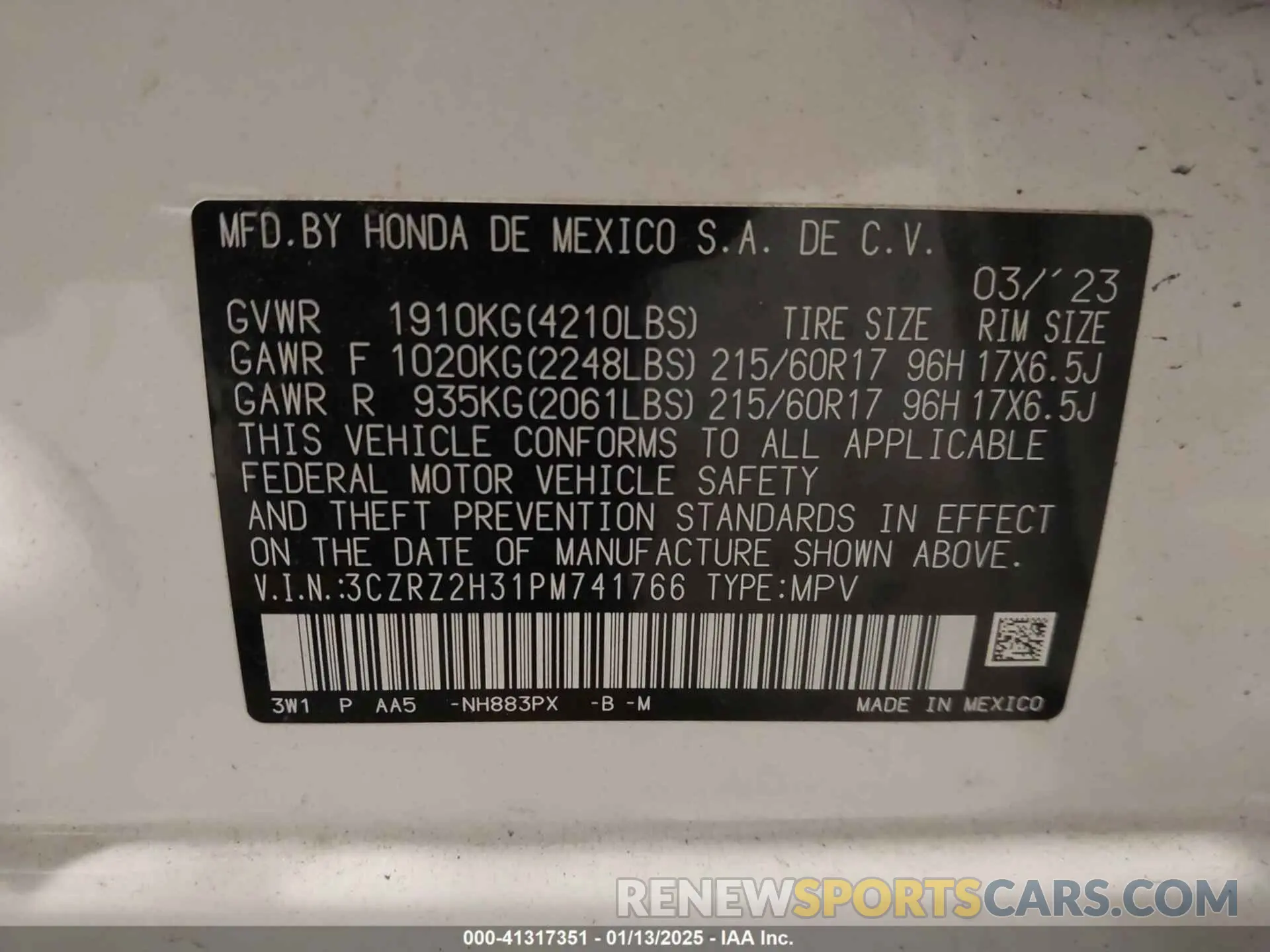 9 Photograph of a damaged car 3CZRZ2H31PM741766 HONDA HR-V 2023