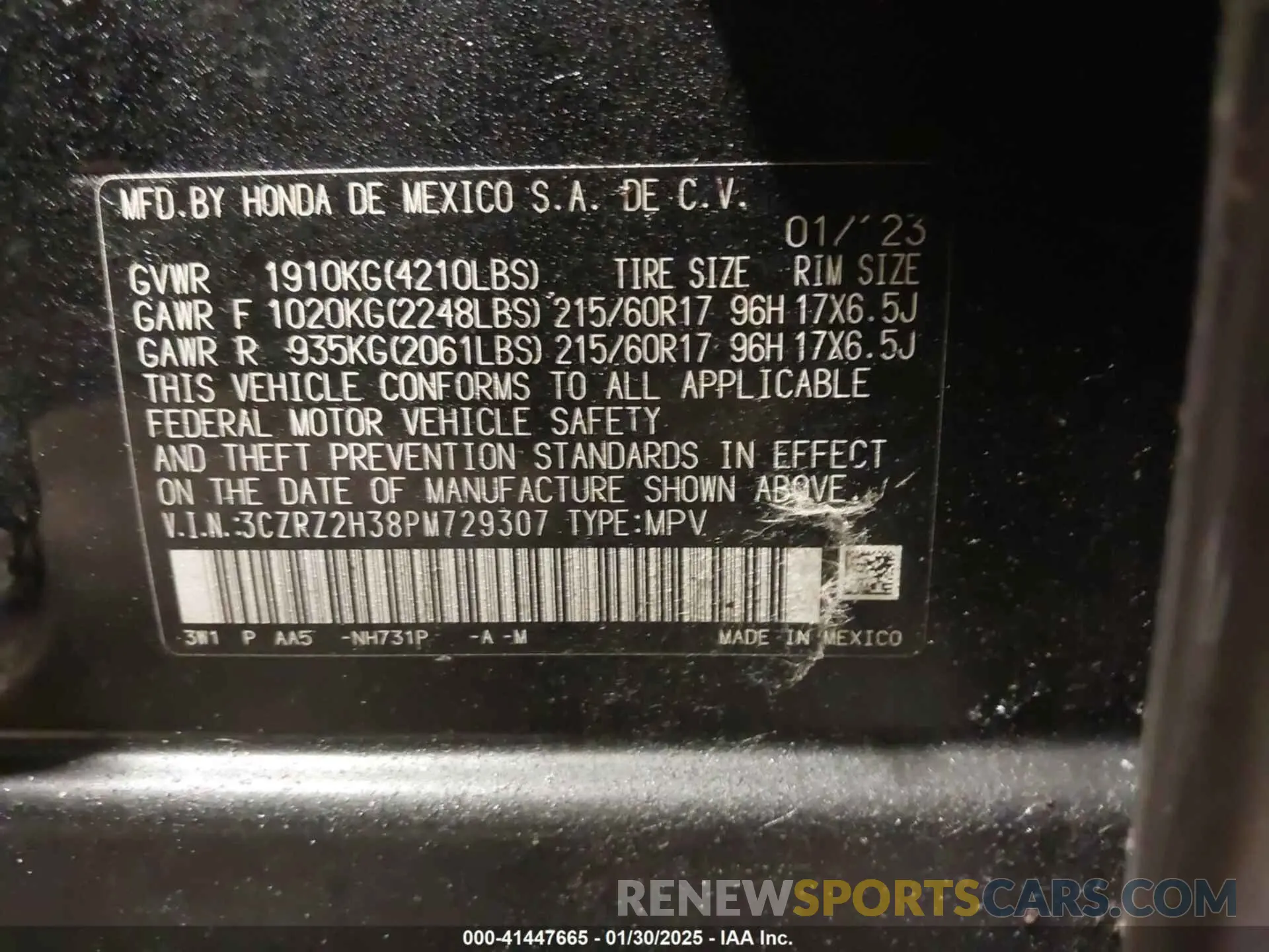 9 Photograph of a damaged car 3CZRZ2H38PM729307 HONDA HR-V 2023