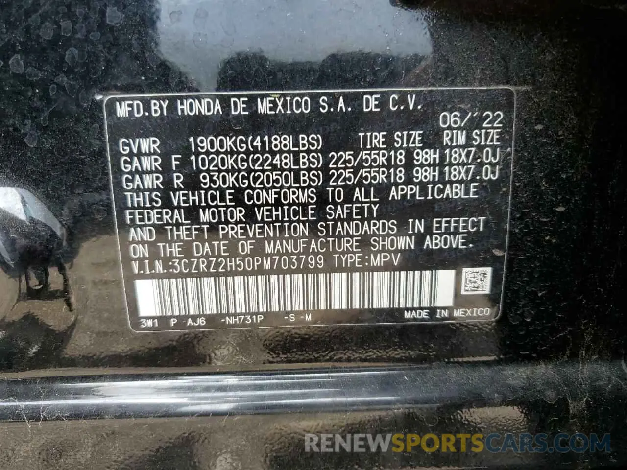13 Photograph of a damaged car 3CZRZ2H50PM703799 HONDA HR-V 2023
