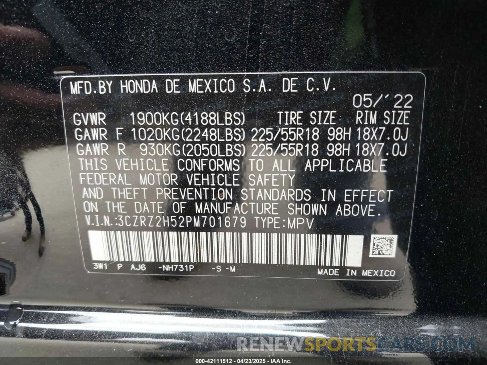 9 Photograph of a damaged car 3CZRZ2H52PM701679 HONDA HR-V 2023