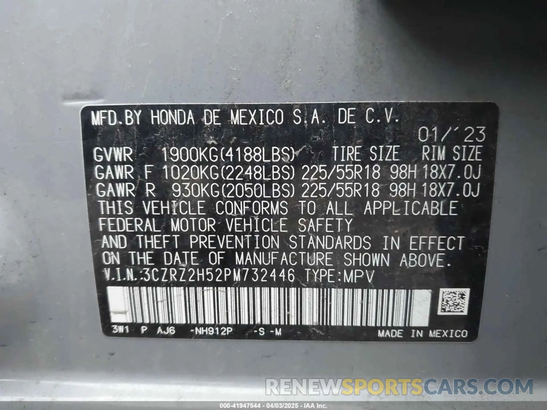9 Photograph of a damaged car 3CZRZ2H52PM732446 HONDA HR-V 2023