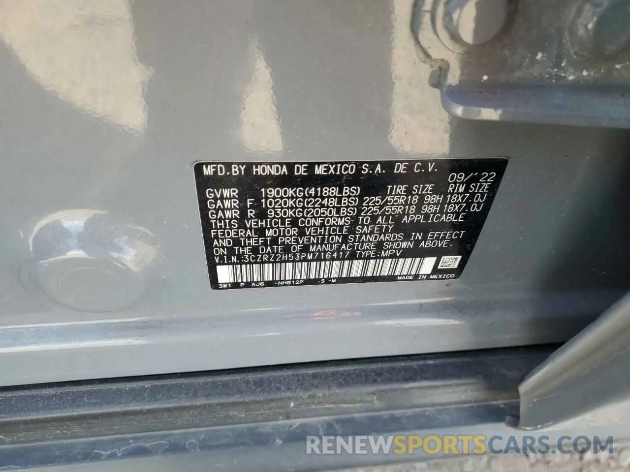 13 Photograph of a damaged car 3CZRZ2H53PM716417 HONDA HR-V 2023
