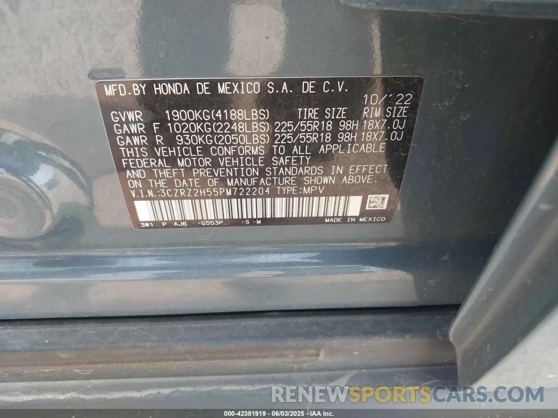 9 Photograph of a damaged car 3CZRZ2H55PM722204 HONDA HR-V 2023