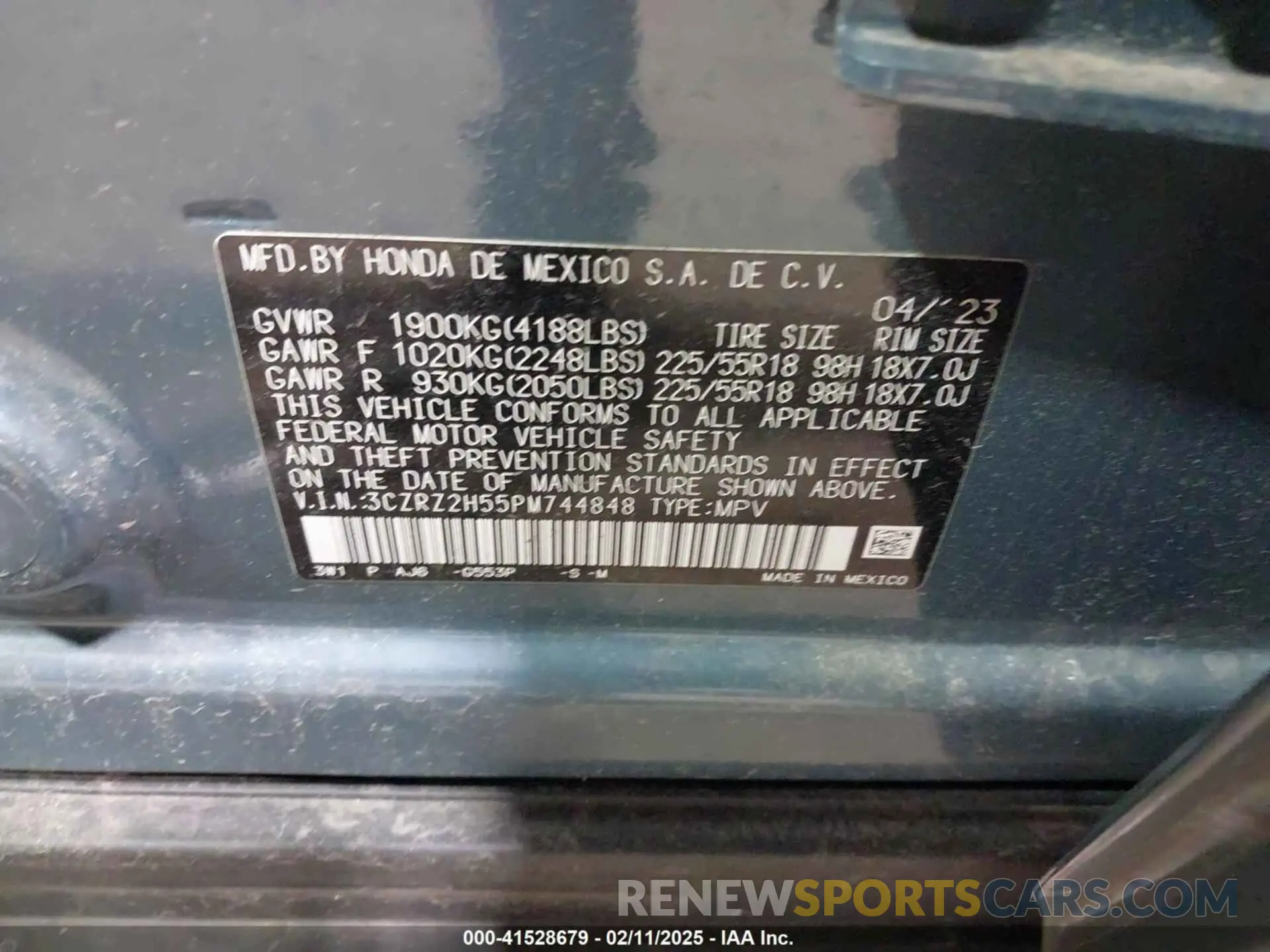 9 Photograph of a damaged car 3CZRZ2H55PM744848 HONDA HR-V 2023