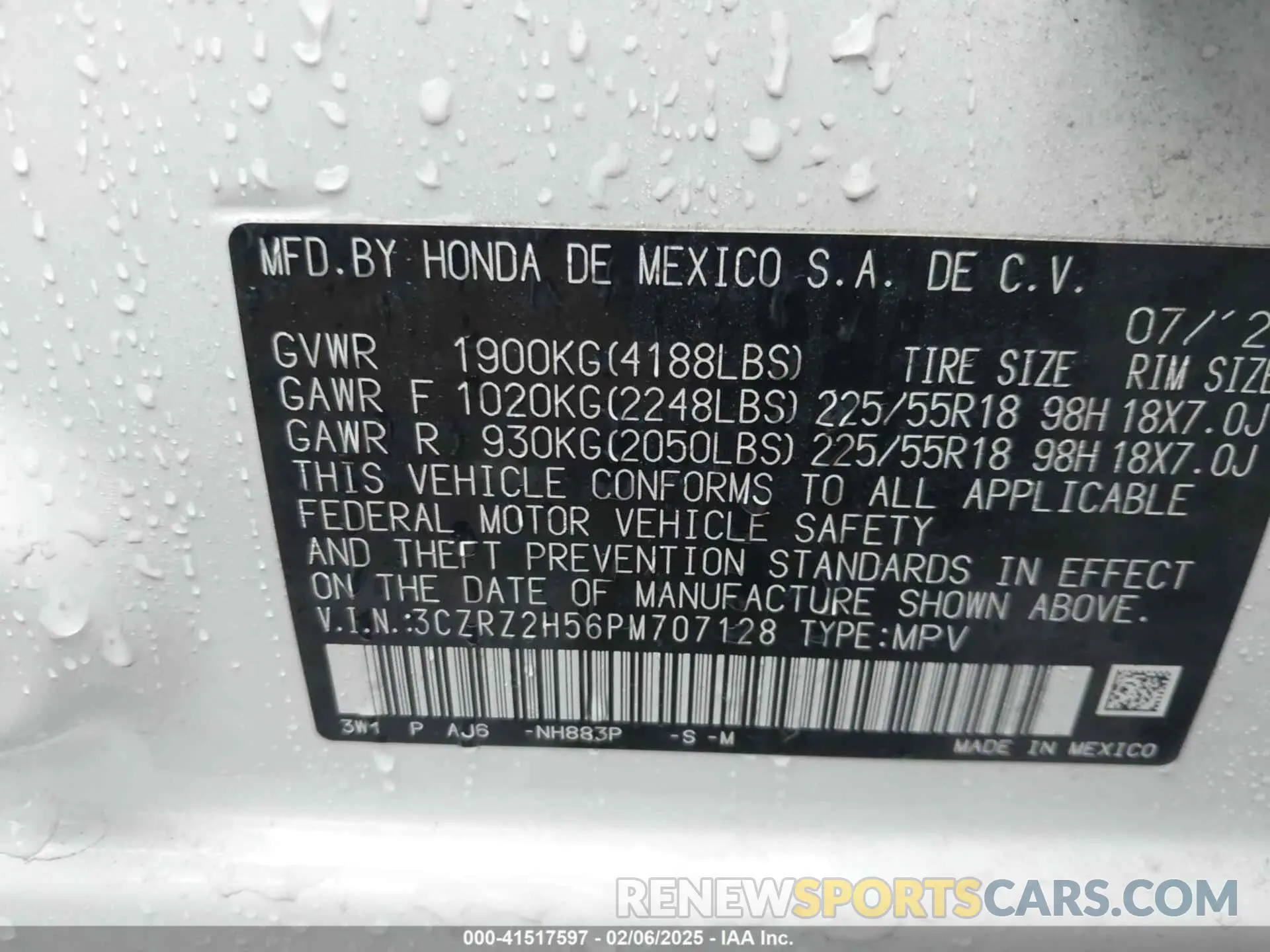 9 Photograph of a damaged car 3CZRZ2H56PM707128 HONDA HR-V 2023
