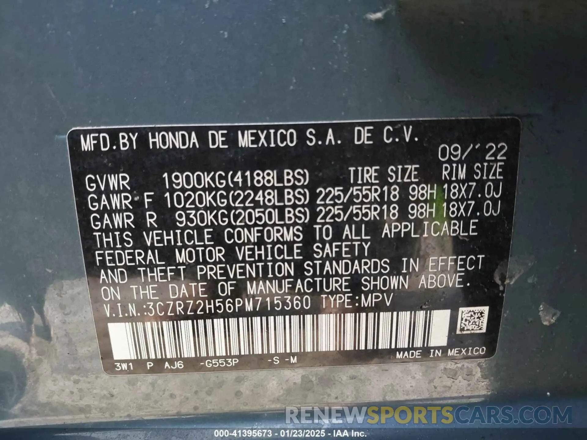 9 Photograph of a damaged car 3CZRZ2H56PM715360 HONDA HR-V 2023