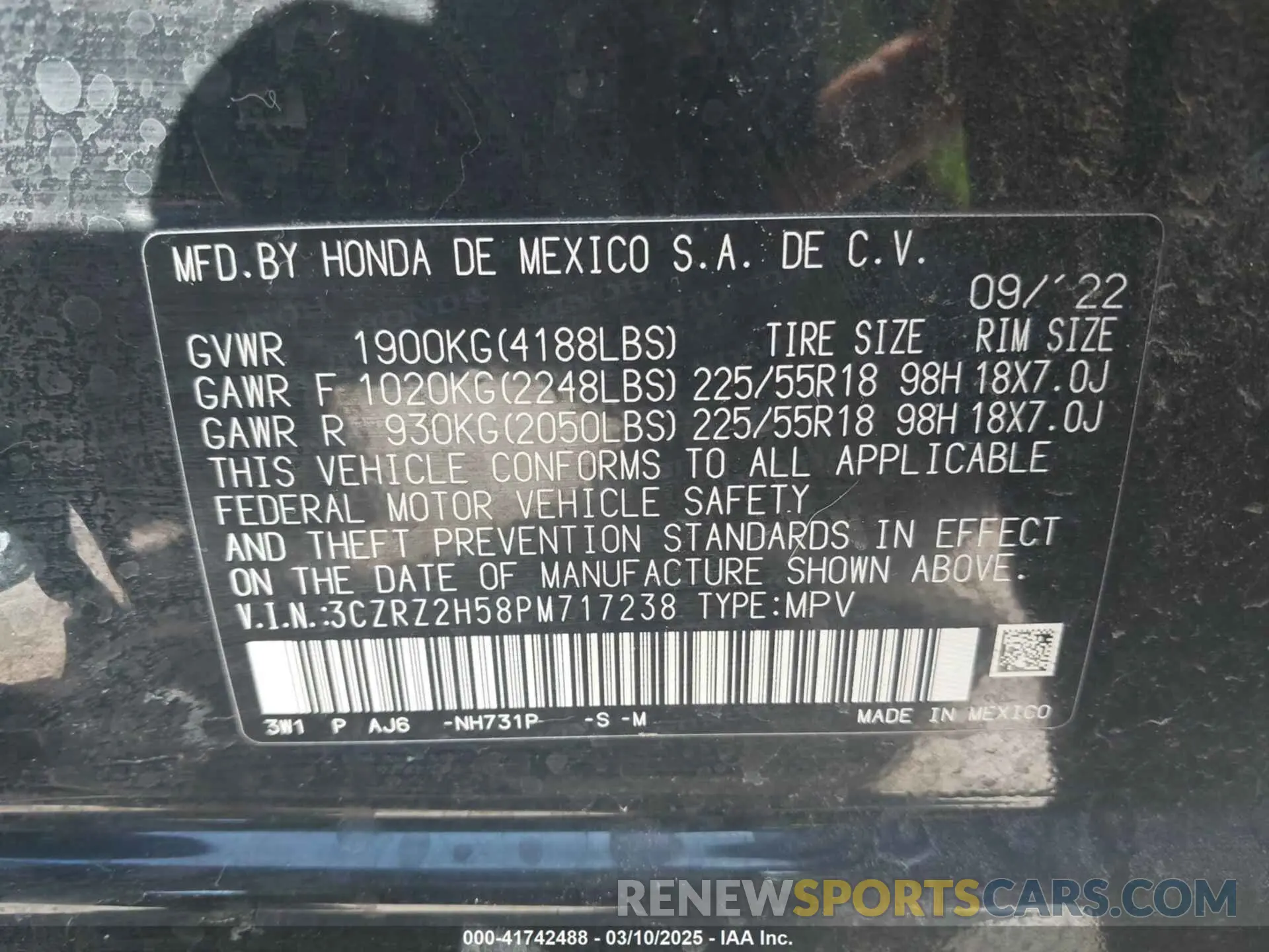 9 Photograph of a damaged car 3CZRZ2H58PM717238 HONDA HR-V 2023