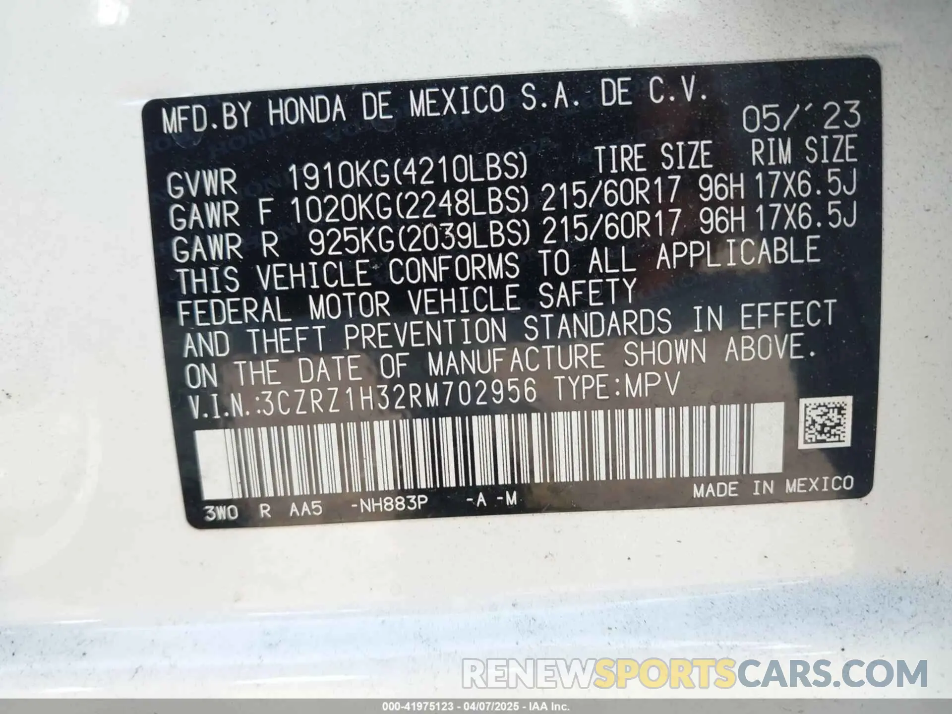 9 Photograph of a damaged car 3CZRZ1H32RM702956 HONDA HR-V 2024