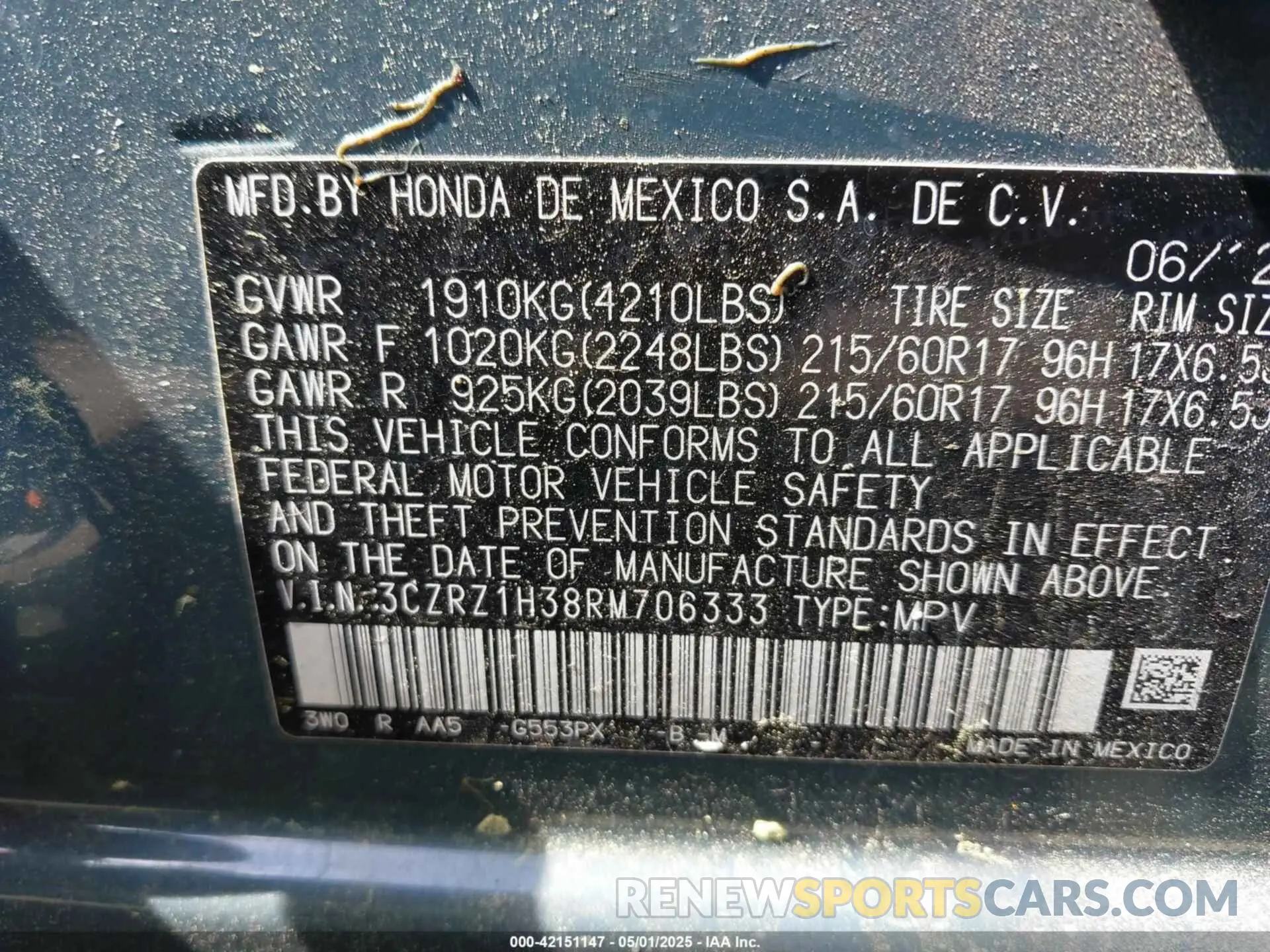 9 Photograph of a damaged car 3CZRZ1H38RM706333 HONDA HR-V 2024